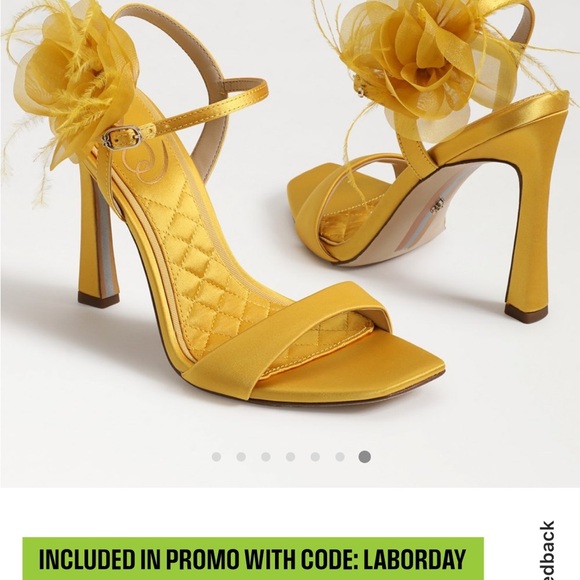 LEANA FLOWER STRAP HEEL size 5.5 sunflower satin sold out in stores - Picture 10 of 10